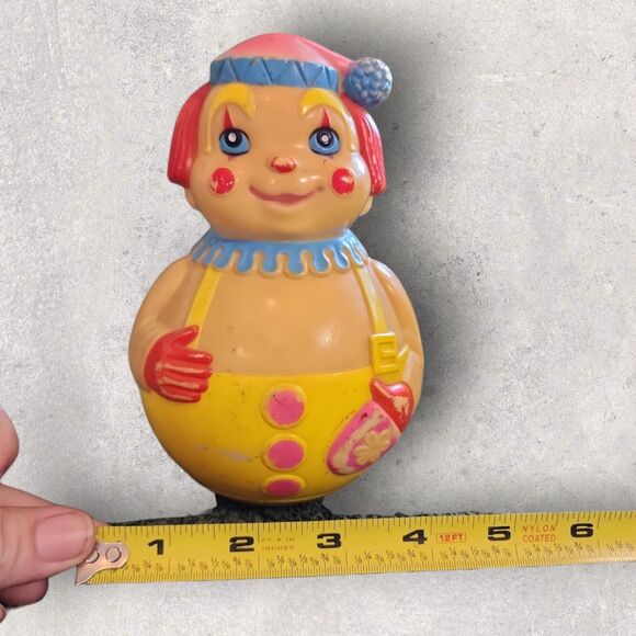 Vintage 1972 Creepy Clown Roly Poly Toy Halloween Chime Prop Haunted Nursery - Picture 7 of 8